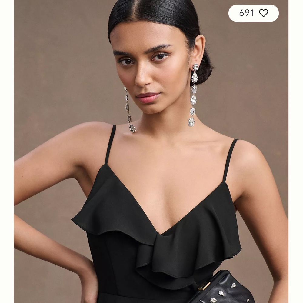 BHLDN Hailee Ruffle-Neck Wrap Georgette Gown - Picture 3 of 4